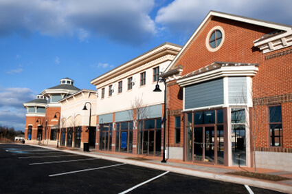 Retail or office space align a commercial parking lot