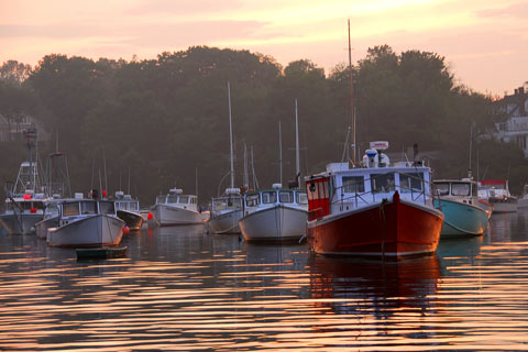 Commercial Fishing Boats in a Maine Harbor